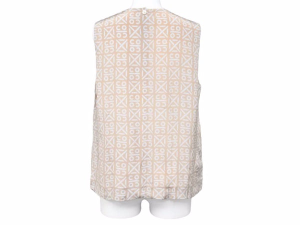 CHANEL Tops Tank Top Camisole Silk Logo Beige White Women's Good Product N34235