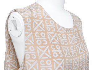 CHANEL Tops Tank Top Camisole Silk Logo Beige White Women's Good Product N34235